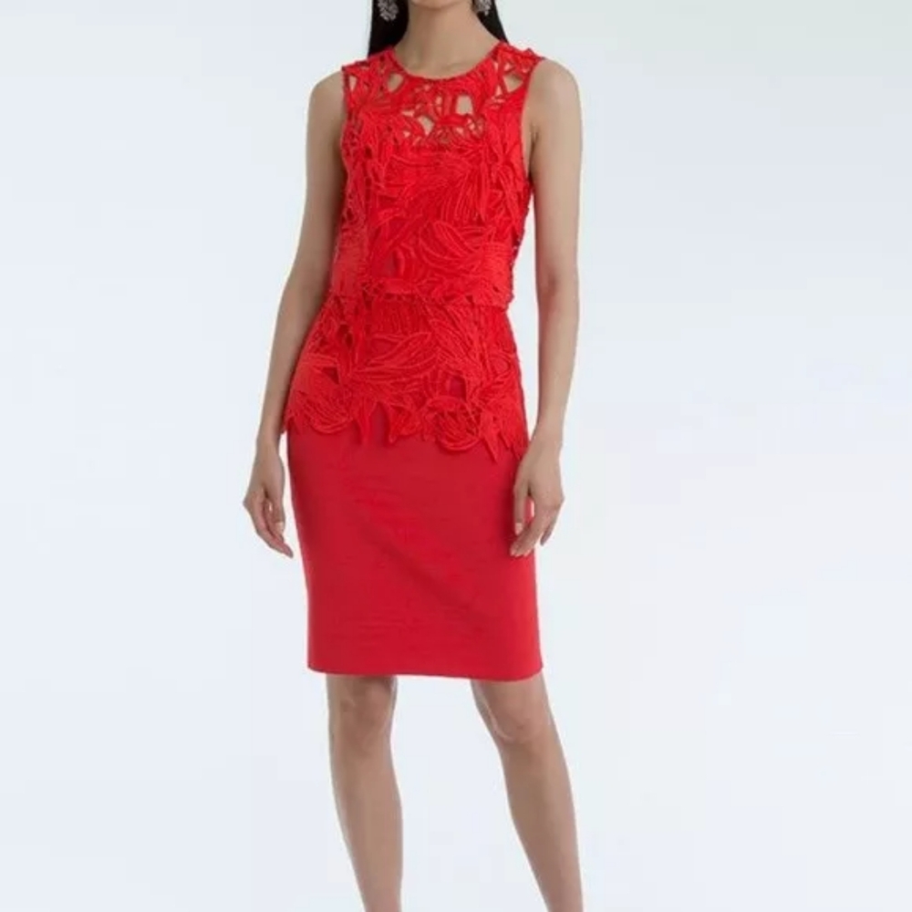 Sachin + Babi Noir Viola Red Lace Detail Cocktail Dress